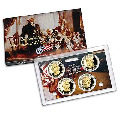 Mint Presidential 1$ Dollar Coin Proof Set Complete With Box & COA 2007 U.S 