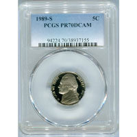 PCGS 1989-S Jefferson Nickel PR 70 DCAM