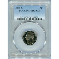 PCGS 2000-S Jefferson Nickel PR 70 DCAM