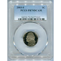 PCGS 2003-S Jefferson Nickel PR 70 DCAM