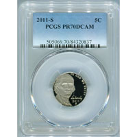 PCGS 2011-S Jefferson Nickel PR 70 DCAM