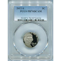 PCGS 2012-S Jefferson Nickel PR 70 DCAM