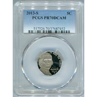 PCGS 2013-S Jefferson Nickel PR 70 DCAM